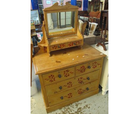 Vintage pine straight fronted chest of two short and two long drawers with matching bedroom mirror.(B.P. 24% incl. VAT)