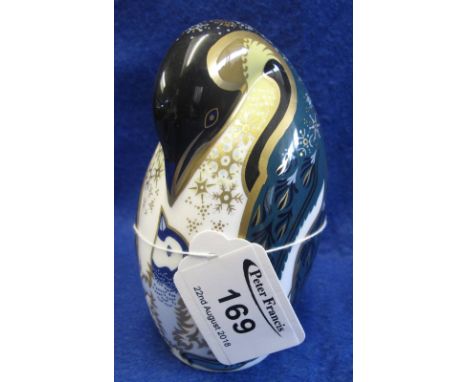 Royal Crown Derby bone china paperweight 'Emperor Penguin', possibly a second, with silver button.(B.P. 24% incl. VAT)