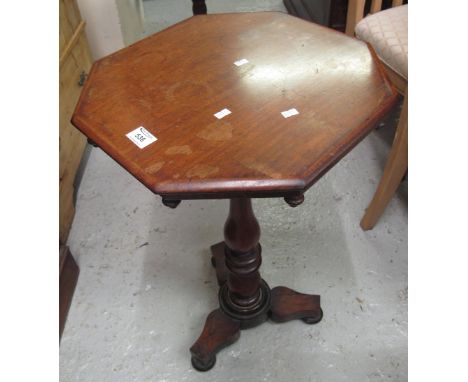 Victorian mahogany and rosewood octagonal occasional tripod table with drop finial decoration.(B.P. 24% incl. VAT)