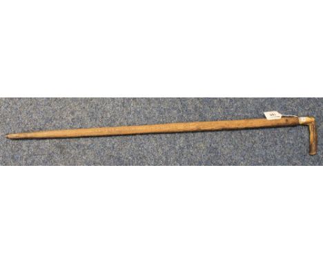 Unusual heavily carved walking stick bearing date: 1878 and with various texts with 'Peace our borders bless', 'With prospero