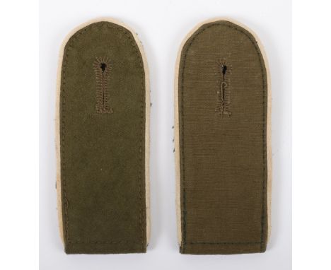 Pair of German Army Tropical Infantry Shoulder Boards, interesting pair of olive drab lightweight cloth shoulder boards with 