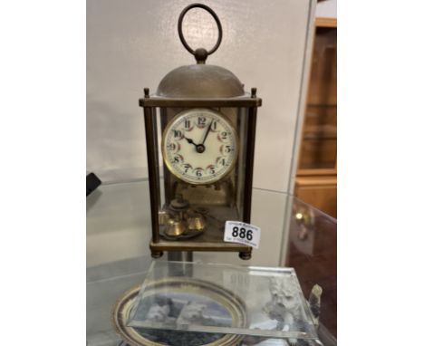 A vintage lantern style brass anniversary clock A/F