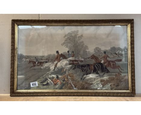 A vintage gilt framed print of a fox hunting scene, 67cm x 42cm COLLECT ONLY