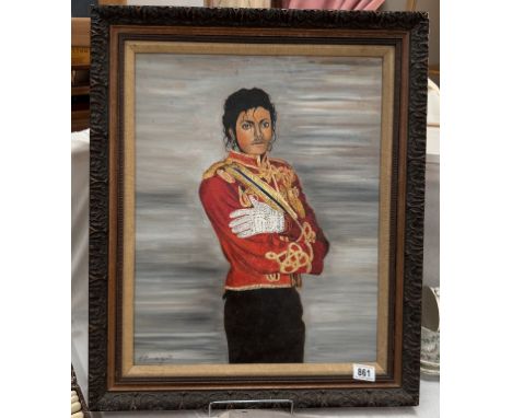 An oil on board of possibly Michael Jackson