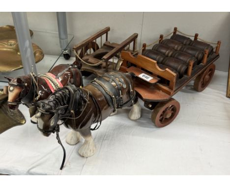 2 Ceramic shire horses with carts