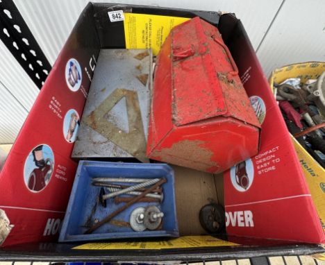 A box of assorted tools &amp; a toolbox
