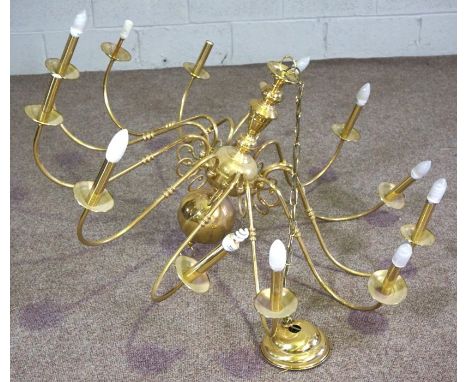A modern ‘brass’ twelve light Flemish style chandelier, 120cm diameter