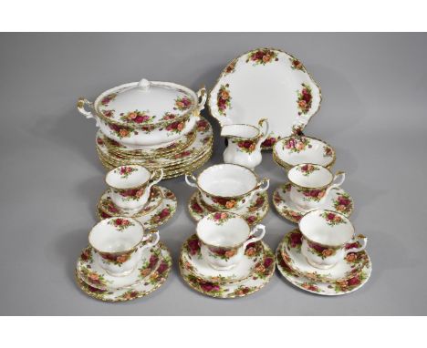 A Royal Albert Old Country Roses Tea Set to comprise Teapot, Milk Jug and Sugar Bowl, Eight Cups, Saucers and Six Side Plates