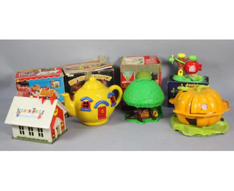 A Collection of Various Children's Toys to include big Yellow Teapot, Corgi Apple Tree Cottage, Family Tree House Etc 