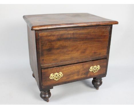 A 19th Century Former Box Commode, Now Stripped Internally, Hinged Lid and Base Drawer, 58cm wide 