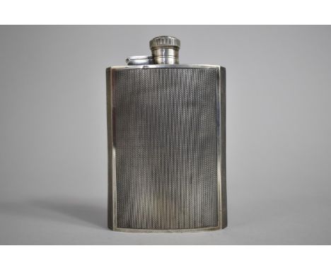 A Vintage Silver Plated Britannia Metal Hip Flask by James Dixon and Sons, Numbered 01446, Hinged Lid Monogrammed M, 13.5cms 