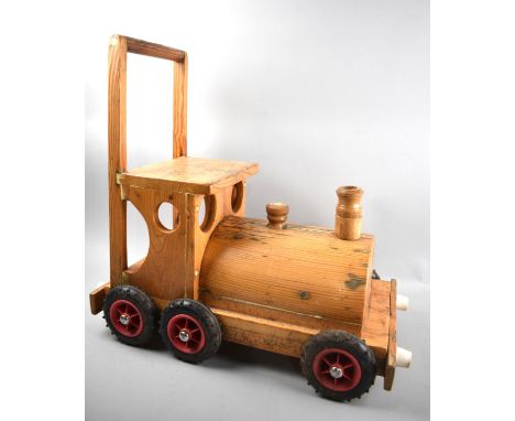 A Vintage Wooden Push Along Locomotive Toy 