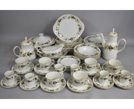 A Large Royal Doulton Larchmont Pattern Service to comprise Plates, Side Plates, Bowls, Tureens, Coffee and Teapot, Dishes, C