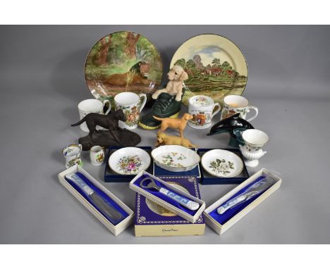 A Collection of Various Ceramics to comprise Coalport Revelry Boxed Items to include Bottle Opener Etc, Wedgwood Plates, Mini