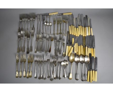 A Large Collection of Various Silver Plated Flatware to comprise Knives, Forks and Spoons Etc 