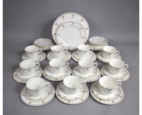 A Wedgwood Pink Garland Pattern Tea Set to comprise Eleven Cups, Eighteen Saucers, Side Plates and two Serving Plates 