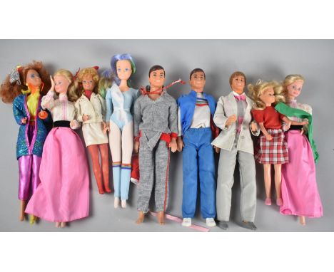 A Collection of Eight Various Vintage Barbie, Ken and Sindy Figures 