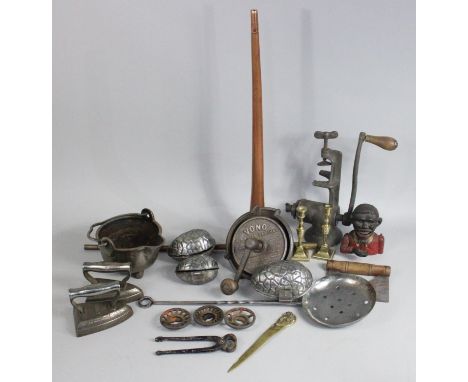 A Collection of Various Vintage and Other Metal Wares to Comprise American Money Bank, Glue Pot no. 6, Brass Letter Opener wi