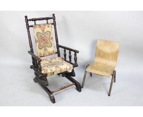A Child's American Rocking Chair Together with a Vintage Child's Stacking Chair 