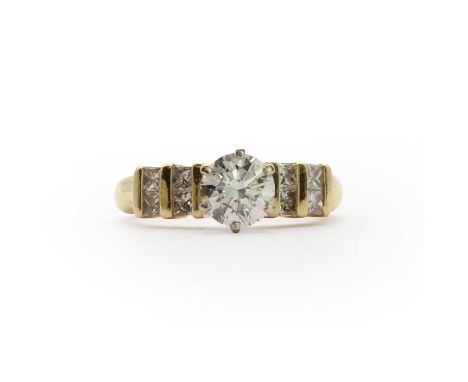 A diamond cut diamond and princess cut diamond ring, the principal round brilliant cut diamond, estimated weight approximatel