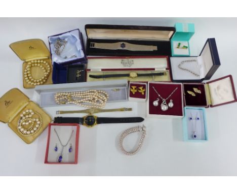 Two lady's vintage Rotary wrist watches  together with a collection of costume jewellery to include necklace and earring sets