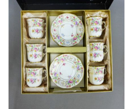 Hammersley bone china boxed coffee set with six cups and six saucers.