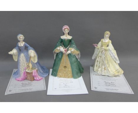 Two  Wedgwood limited edition bone china Wives of King Henry VIII figures to include Jane Seymour and Catherine of Aragon tog