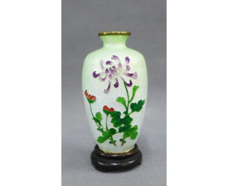Early 20th century Japanese Ginbari baluster vase, signed, 9cm high 