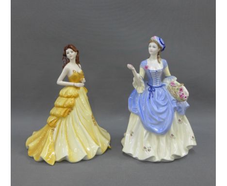 Two Coalport fine bone china figures to include Golden Anniversary &amp; Sweet Red Rose, tallest 22cm (2) 