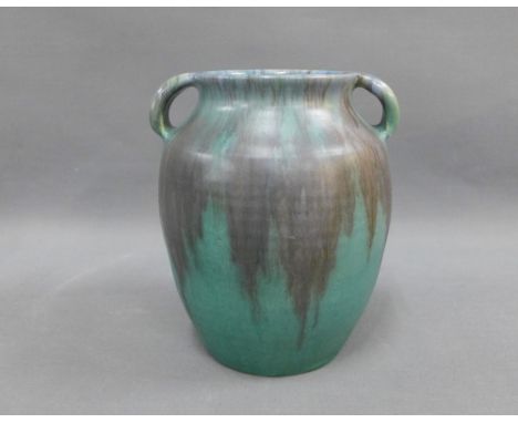 Upchurch pottery vase with handles to the neck, impressed backstamp, 17cm high 