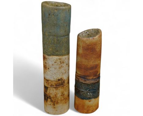 Alan Wallwork (1931-2019), two cylindrical vases, tallest 24cm