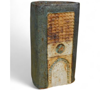 Alan Wallwork (1931-2012), a textured studio pottery vase, incised 'W' to the base, 23cm high