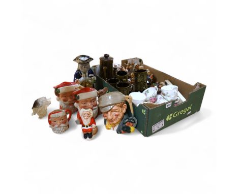 A collection of ceramics to include Doulton Toby jugs, Goebel figurines and Adderley part tea set