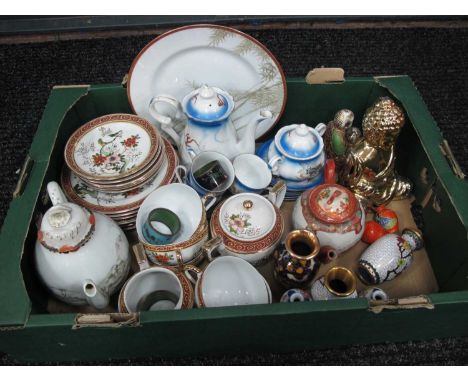 Oriental - Cloisonne napkin rings and vases, ceramic coffee ware, etc:- One Box.