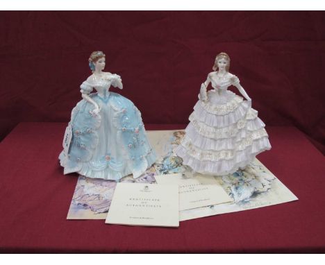 Royal Worcester Figurines 'The First Quadrille' and 'The Belle of The Ball' each limited edition of 12.500 for Compton and Wo