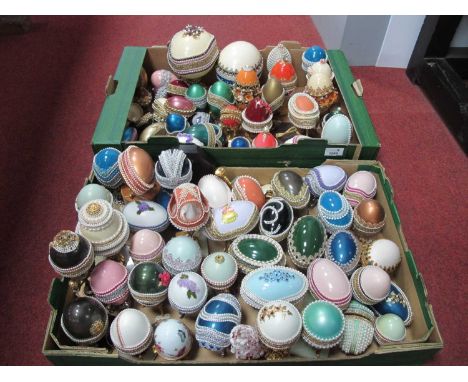 Model Trinket Boxes of Ovoid Form, varying sizes and bases, the largest 21cm, approximately seventy five:- Two Boxes