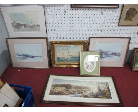 Alan Ingham 'Morning Glory', signed print, three other prints, two watercololurs (6).