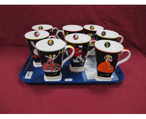 Wedgwood Bradford Editions Clarice Cliff, 'Age of Jazz Art Deco Beakers', (x8) with certificates and boxes.