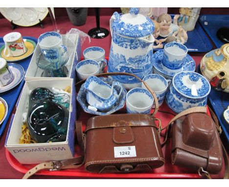 Copeland Italian Spode, six cups and saucers, jug, octagonal bowl, and unstamped coffee pot, Wedgwood glass rabbit and vase (