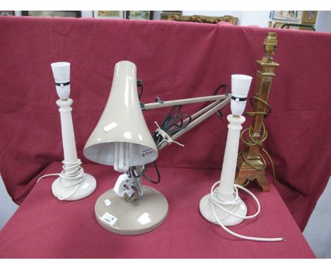Anglepoise Lamp, brass table lamp, pair of alabaster lamps. (4).