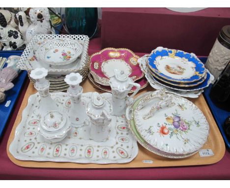 Continental Porcelain Dressing Table Set, Dresden porcelain dessert set, cabinet plates etc:- One Tray.