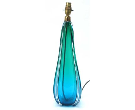 A Turquoise Glass Table Lamp, overlaid with clear glass spines.
