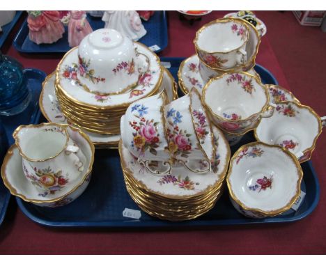 Hammersley China Teaware, pattern 12668 decorated with floral sprays and highlighted in gilt (damages):- One Tray.