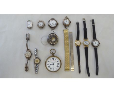 Wristwatches, various styles: to include a Swiss made Superior Railway Timepiece, faced by a white enamel Roman dial 