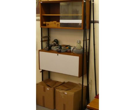 A 1970s teak single section ladder style modular living room unit&nbsp; 81"h&nbsp; 37"w 