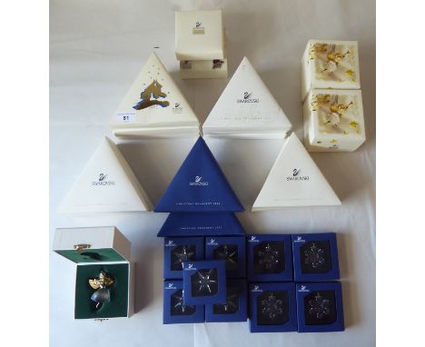 Swarovski Crystal Christmas ornaments: to include the 1997 snowflake&nbsp; 3.5"h&nbsp; boxed 