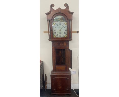 Anthony Lount oak/ mahogany painted face long case grandfather clock 84.5 inches tall 21 inches wide 