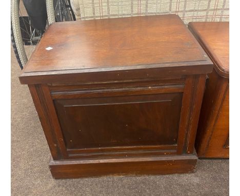 Two assorted storage boxes/ commode, largest measures approx 20 inches tall 17.5" depth 22 inches wide 