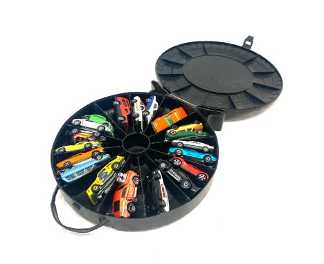 Hot wheels carrying case to include diecast cars and later, Matchbox, Corgi, Hot wheels etc 