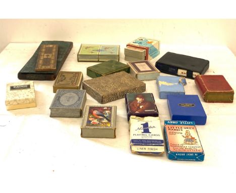 Selection of vintage playing cards, Cribbage boards etc 